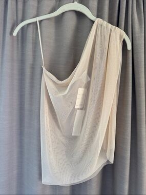 Sheer One-Shoulder Ethereal Top - Nude